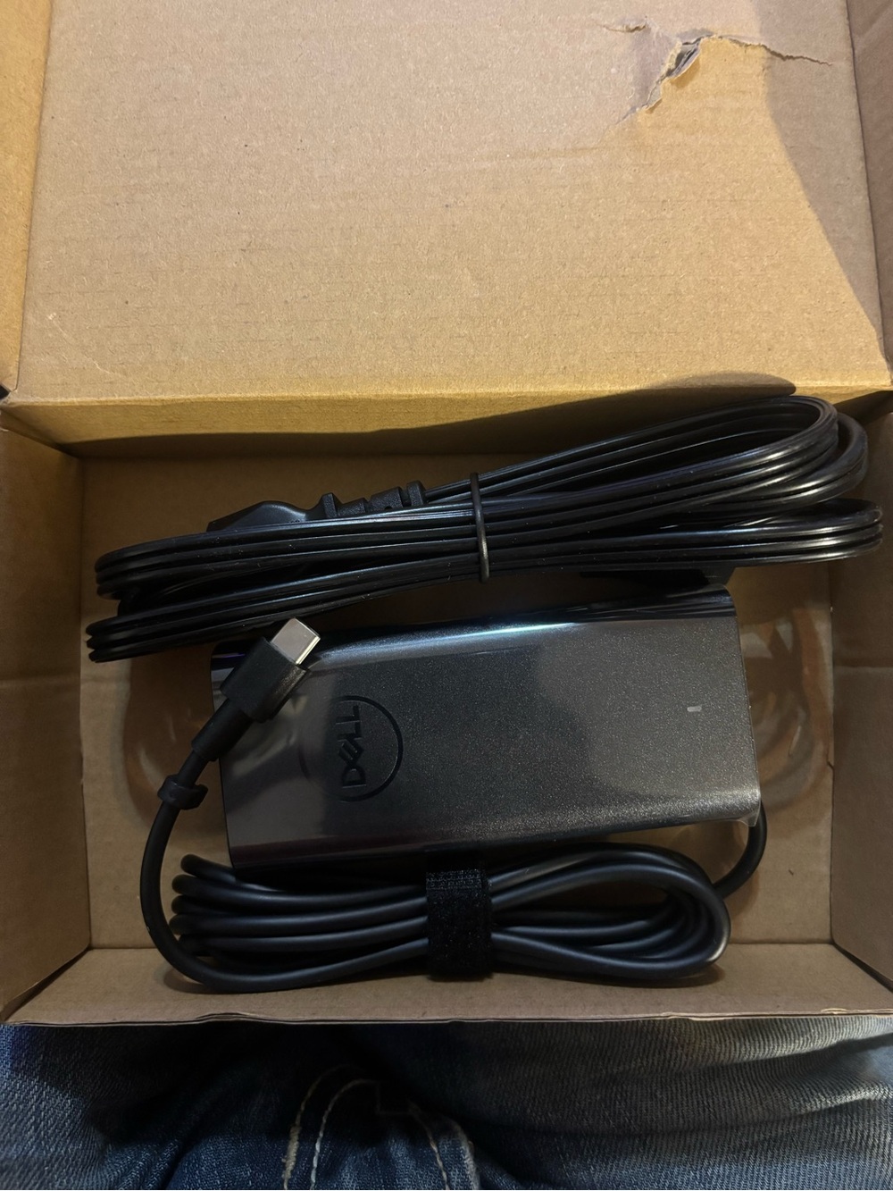 Dell Black USB-C Power Adapter with Attached Cable